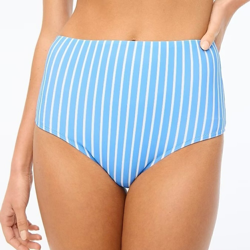 NWOT - J. Crew Striped high-waisted bikini bottom - Picture 1 of 3